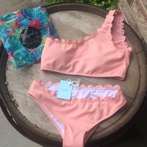 Adorable Pink scalloped swimming suit! NEVER WORN